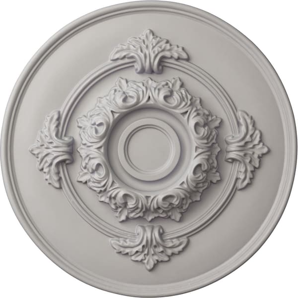 Ekena Millwork Monique Ceiling Medallion (Fits Canopies up to 3 3/4"), 13 3/4"OD x 1"P, Ultra Pure White CM13MOUWF - main